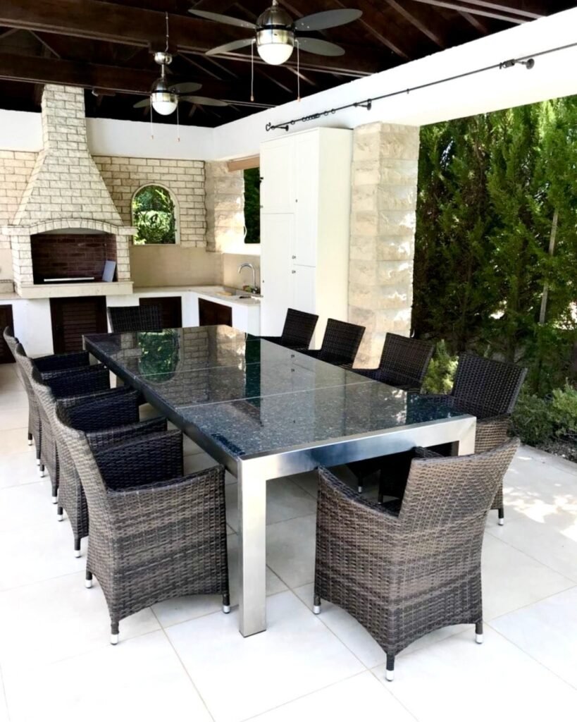 Bespoke outdoor kitchen and dining installation by Artifex in Cyprus